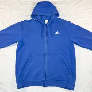 adidas Men's Blue Future Icons 3-Stripes Full-Zip Hoodie Jacket,XL
